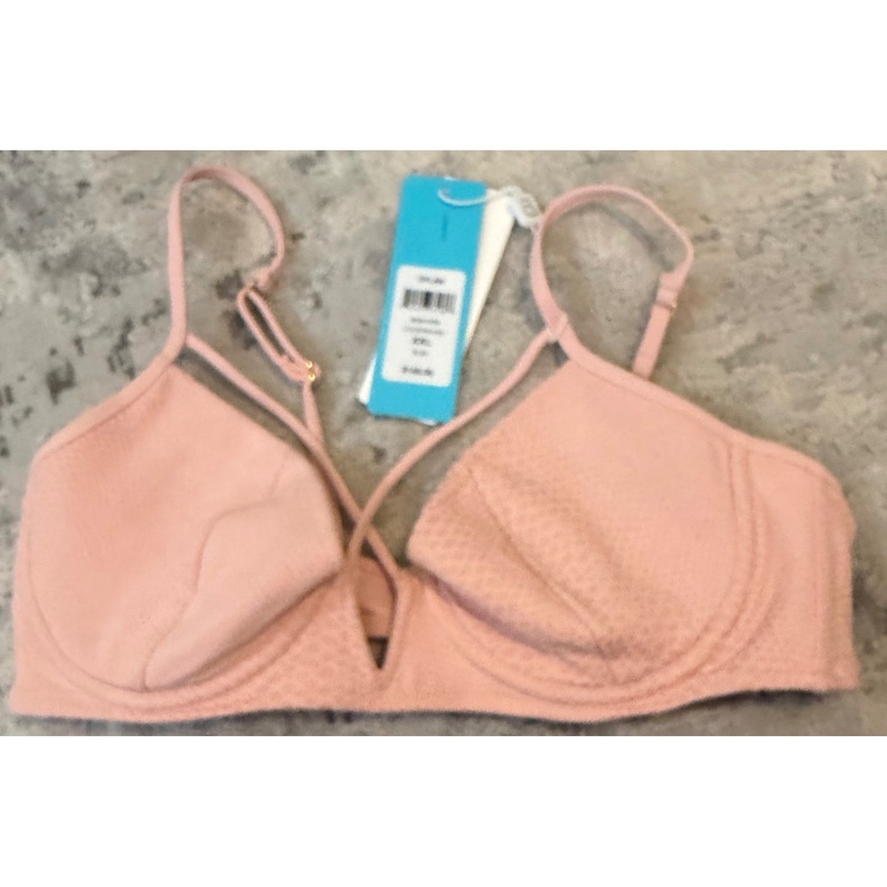 Beach Bunny Dylan Underwire Bikini Top Blush Pink Snakeskin XXL B18113T8 NWT